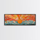 Panoramic Print - Sunset Mosaic Canvas Print - Wood Framed Wall Art - Horizontal Abstract Art - Large Wide Wall Art - Above Bed Decor Framed Canvas