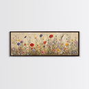 Field of Wildflowers, Spring Floral Decor, Oil Painting Canvas Print, Panoramic Art, Boho Floral Decor, Botanical Wall Art, Field of Flowers