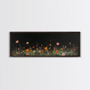 Dark & Moody Wild Flowers Under a Full Moon, Framed Canvas Print, Panoramic Extra Wide Wall Art, Oversized Home Decor, Modern Farmhouse Art