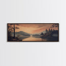Moody Landscape Painting Print, Framed Canvas Print, Subdued Art, Dark and Stormy Landscape Painting, Panoramic Ultra Wide Wall Art