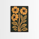 Mid-Century Modern Abstract Floral Canvas Wall Art Print With Wood Frame, Home Decor, Modern Farmhouse Flower Market Decor