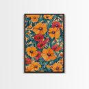 Orange and Red Flower Print, Canvas Print, Wood Frame Art, Large Wall Art, Abstract Botanical or Floral Wall Art, Custom Painting For Living Room
