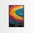 Rainbow Tree Rings, Retro Style Canvas Print, Colorful Rustic Wall Art For Living Room