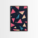 Retro 90s Style Wall Art Framed Canvas Print, Synthwave Abstract Triangles