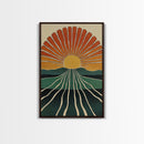 Minimalist Sunset or Sunrise Wall Art Canvas Print, Art Deco Boho Wall Decor, Modern Art, Sun Burst Wall Art