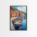 Gondolas at Sunset Framed Canvas Print - Boho Home Decor - Italy Painting - Italian Style Decor - Original Oil Painting Print