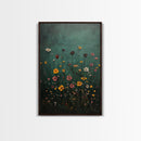 Wood Framed Wildflower Floral Print Minimalist Modern Boho Wall Art Bedroom Decor Botanical Floral Wild Flower Canvas Print
