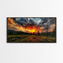Sunset Over Texas Framed Canvas Print, Photography Style Wall Art, Beautiful Landscape Art