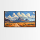 Desert Dirt Roads Framed Canvas Wall Art, Beautiful Arizona Day, Desaturated Wall Art, Rustic Farmhouse Decor, Southwestern Pueblo Art