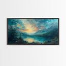 Painting Of a Cross And a Beautiful Landscape, Framed Canvas Print, Christian Wall Art