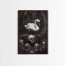 The Black Swan, Gothic Dark Macabre Wall Art, Dark Swan Decor, Halloween Canvas Print, Halloween Decor, Dark Academia Wall Art