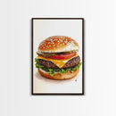 That's a Big Burger, Framed Canvas Print, Wall Art For Kitchen or Dining Room