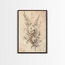 Floral Canvas Print, Pencil Sketch of a Flower Bouquet, Wedding Decor, Wedding Gift Idea, Engagement Gift, Mother's Day Gift For Her