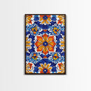 Textile Pattern Wall Art Framed Canvas Print, Home Decor, Mexican Tile Print, Mexicano Pueblo Wall Art