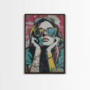 Graffiti Punk Wall Art, Portrait of a Punk Woman Framed Canvas Print