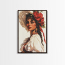 Latina Art Print on Canvas, Maximalist Wall Art, Latino Wall Art, Eclectic Home Decor, Chicano Painting, Mexicano Wall Art, Pueblo Style Art