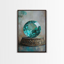 Emerald Painting Print, Framed Canvas Print, Gemstones Wall Art, Precious Stone Painting, Green Gem, Ruby Painting, Antique Minerals Art