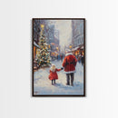 Santa in the Town Square, Framed Cavnas Print, Christmas Decor, Christmas Wall Art, Rustic Wall Art, Retro Christmas Wall Art
