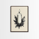 Rustic Christmas Candle Canvas Print - Framed Canvas - Minimalist Christmas Art - Boho Christmas Art - Rustic Christmas Art