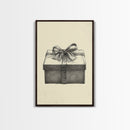 Sketch of A Christmas Gift Canvas Print - Framed Canvas - Minimalist Christmas Art - Boho Christmas Art - Rustic Christmas Art