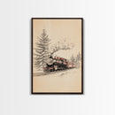 The Polar Express Train Canvas Print - Framed Canvas - Minimalist Christmas Art - Boho Christmas Art - Rustic Christmas Art