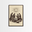 Nativity Scene Canvas Print - Framed Canvas - Minimalist Christmas Art - Boho Christmas Art - Rustic Christmas Art - Nativity Painting