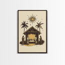 Vintage Nativity Scene Canvas Print - Framed Canvas - Minimalist Christmas Art - Boho Christmas Art - Rustic Christmas Art