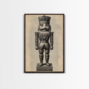 Vintage Nutcracker Canvas Print - Framed Canvas - Minimalist Christmas Art - Boho Christmas Art - Rustic Christmas Art