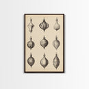 Retro Christmas Ornaments Canvas Print - Framed Canvas - Minimalist Christmas Art - Boho Christmas Art - Rustic Christmas Art