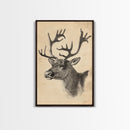 Christmas Reindeer Canvas Print - Framed Canvas - Minimalist Christmas Art - Boho Christmas Art - Rustic Christmas Art