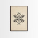 Drawing of a Snowflake Canvas Print - Framed Canvas - Minimalist Christmas Art - Boho Christmas Art - Rustic Christmas Art