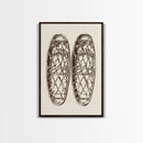 Vintage Snow Shoes Canvas Print - Framed Canvas - Minimalist Christmas Art - Boho Christmas Art - Rustic Christmas Art
