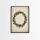 Vintage Wreath Canvas Print - Framed Canvas - Minimalist Christmas Art - Boho Christmas Art - Rustic Christmas Art