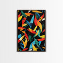 Fall Leaves Abstract Art Print, Wood Framed Art, Retro Mid-Century Modern Botanical Pattern Wall Art Print, 1950s Style Home Decor