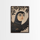 19th Century Folk Art Painting Print of a Harpy, Harpy Painting Print, Vertical Wall Art, Russian Folk Art