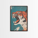 Tiger Roar Wabi Sabi Canvas Print, Wood Framed Wall Art, Japanese Style Art, Japanese Inspired Home Decor, Tiger Painting