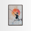 Fisherman Gift Idea, Fisherman Painting Print, Retro Wabi Sabi Fisherman Painting, Gift For Fisher, Fishing Gift, Gift For Dad