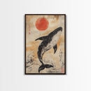 Wabi Sabi Whale Painting Print, Canvas Print, Ready To Hang Wall Art Whale Painting, Nautical Decor, Japanese Style Decor / Wall Art