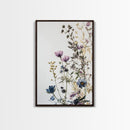 Retro Floral Decor Framed Canvas Print Modern Farmhouse Minimalist Wildflowers Painting Botanical Wall Art