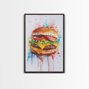 Hamburger Painting Print, Kitchen Decor, Restaurant Decor, Dining Room Art, Restaurant Wall Art, Diner Wall Art, Restaurant Owner Gift Idea