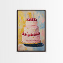 Large Original Birthday Cake Oil Painting Canvas Print, Abstract Wedding Cake, Wedding Decoration, Dessert Art, Kitchen Decor, Kitchen Art