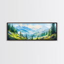 Vintage Mountain Art Canvas Print | Mountain Oil Painting | Extra Large Vintage Wall Art | Panoramic Wall Art Print | Vintage Mountain Scene