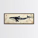 Whale Art Wabi Sabi Panoramic Oil Painting Print, Japanese Style Wall Art - Whale Decor - Whale Art Print - Living Room Decor - Minimalist
