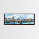 Nantucket Massachusetts Wall Art Framed Canvas Print, Nantucket Painting, Nantucket Nautical Decor, Nautical Landscape Painting