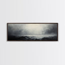 A storm rolls in over the ocean, framed canvas print - wood framed wall art - seascape painting - ocean painting