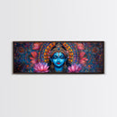 Krishna Painting Print, Ready To Hang Canvas Wall Art, Radha Krishna Art, Panoramic Art, Extra Wide Horizontal Art, Hinduism Wall Art