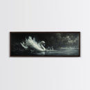 Goth Painting Print of a Swan, Framed Canvas Print, Dark Academia Wall Art, Goth Decor, Gothic Painting Wall Art