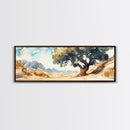 Huge Living Room Wall Art Painting of Joshua Tree, Framed Canvas Print, Oversized Horizontal Panoramic Art, Desert Painting