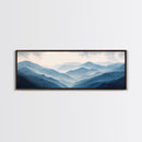Panoramic Blue Ridge Mountains, Fog Over The Mountains Canvas Print, Wood Framed Wall Art, Mood Setting Home Decor, Moody Art, Landscape