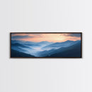 Morning Fog Over the Blue Ridge Mountains, Framed Canvas Print, Landscape Nature Wall Art, Painting Canvas Print, Mountain Painting Art